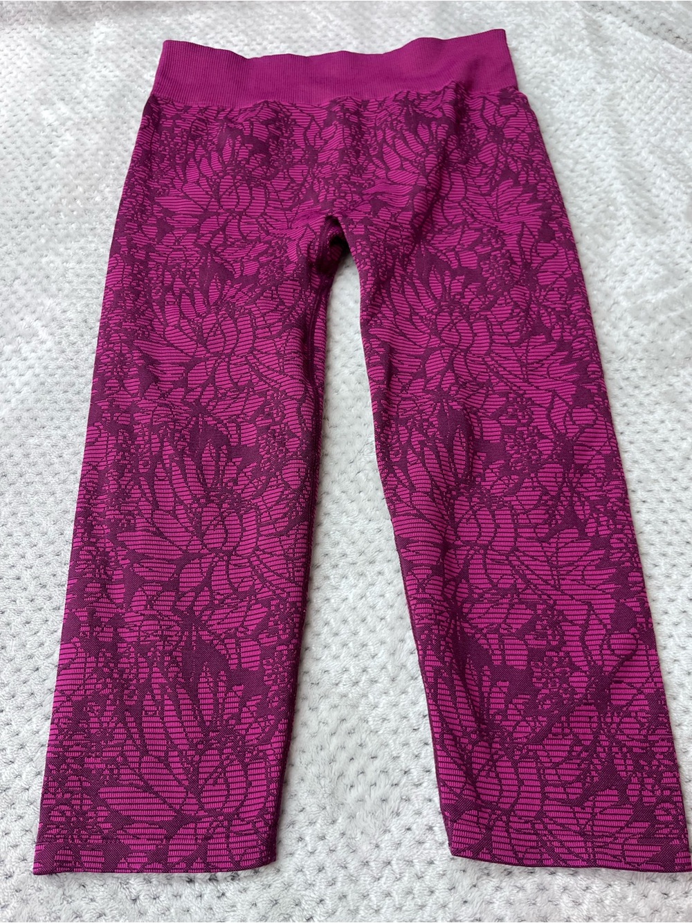 Fabletics Magenta Floral Jacquard Leggings